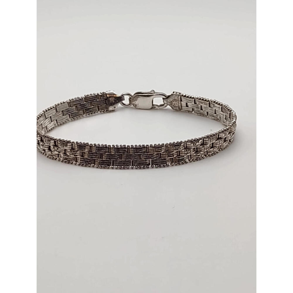 Men’s Italian Sterling Silver Bracelet 925 Woven Link